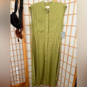 MELLODAY Olive Button-Front Maxi Dress
